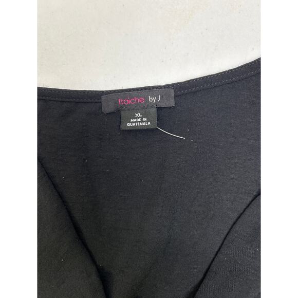 Fraiche by J Faux Wrap Ruffle Long Sleeve Dress In Black. Size XL. NWOT - Picture 6 of 7